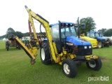 New Holland TS100 Tractor, s/n 145176B: C/A, w/ Side Boom Cutter, Meter Sho