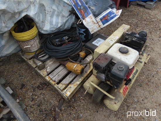 Lot of Ingersoll Rand Air Compressor, Air Tools, Hoses