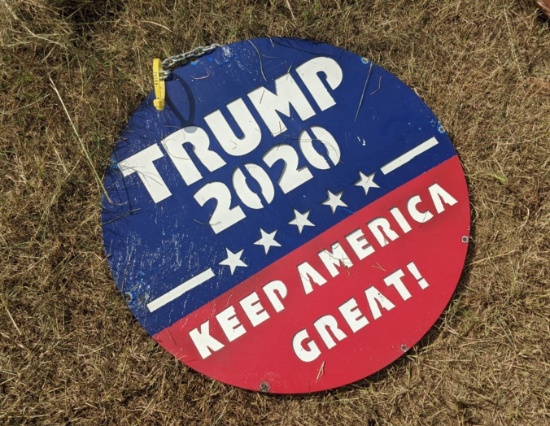 Round Metal Trump Sign