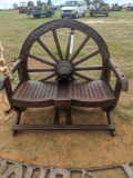 Teak Wood Wagon Wheel Bench