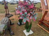 Metal Flowers in Stand (Pink)