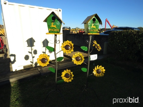 (2) John Deere Metal Bird Houses