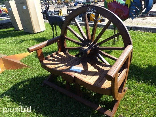 Teak Wagon Wheel Bench