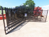 Unused 2020 Greatbear 20' Bi-Parting Wrought Iron Gate: Deer Artwork
