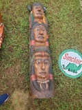 WOODEN INDIAN TOTEM POLE