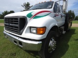 2000 Ford F750 Flatbed Truck, s/n 1FDXW75RZYMA60603: 4-door, Diesel, Odomet