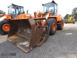 Doosan DL220 Rubber-tired Loader, s/n 10113: Encl. Cab, w/ Bucket & Stackin