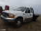 1999 FORD F350 TRUCK W/FLATBED,  POWERSTOKE DIESEL 8 DUALLY - WHITE IN COLO