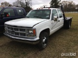 1998 Chevy 3500 Flatbed Truck, s/n 1GBHC33J8WF041468: Gas Eng., Auto, Crew
