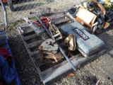 Pallet of Beam Clamps, Pipe Threader, Bits, etc. (Flood Damaged)