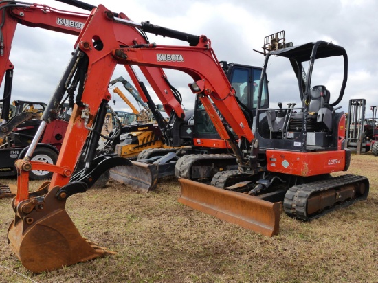 2017 Kubota U35-4 Mini Excavator, s/n 13731: Canopy, Hyd. Thumb, Blade, Met