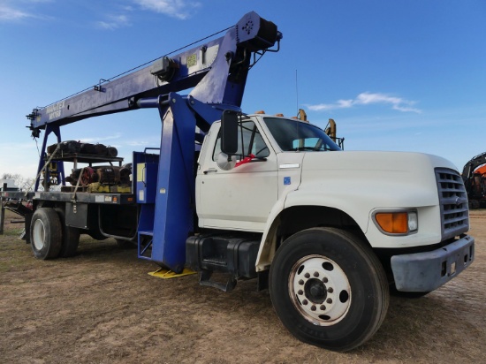 1997 Ford F800 Boom Truck, s/n 1FDPF80C1VVA36047: Flatbed, Manitex M1768 17