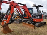 2017 Kubota U35-4 Mini Excavator, s/n 13731: Canopy, Hyd. Thumb, Blade, Met