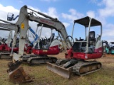 2015 Takeuchi TB230 Mini Excavator, s/n 130000347: 4-post Canopy, Meter Sho