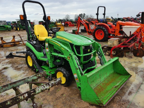 John Deere 1025R Tractor, s/n 1LV1025RNEAHH136961: Bad Engine - Has Hole in