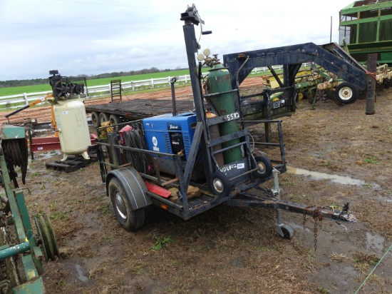 Service Trailer w/ Miller Welder, Air Hose, Vise, Torch Set w/ Wand (No Tit