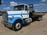1986 White Rollback Truck, s/n 1WUBDCJE2GN114323: T/A, Day Cab, Cummins Eng
