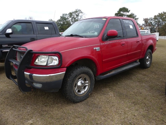 2002 Ford F150 4WD Pickup, s/n 1FTRW08L52KC86083: 4-door, Transmission Prob