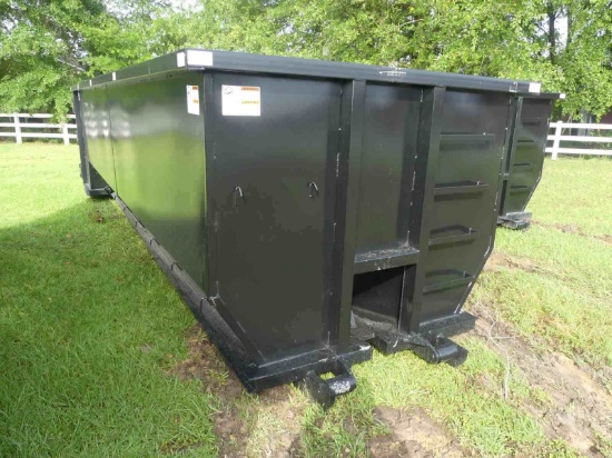 Unused 30-yard Rolloff Container, s/n 9424: Black, 22' Main Rail, Open Top,