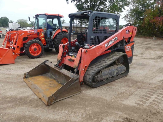 2019 Kubota SVL75-2 Skid Steer, s/n 39421: Canopy, GP Bkt., Rubber Tracks,
