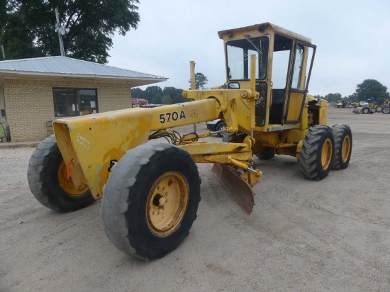 1982 John Deere 570A Motor Grader, s/n 402198DW: Encl. Cab, 12' Moldboard,