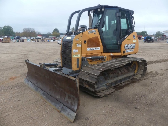 2016 Case 750M Dozer, s/n MLGC101020: Encl. Cab, Sweeps, 6-way Blade, Meter