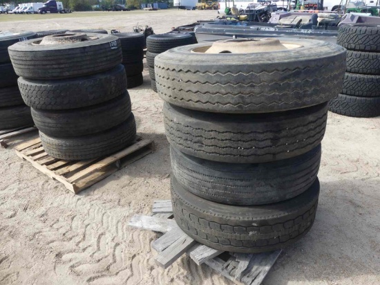 (7) Used 295/75/22.5 and (1) Used 11R24.5 Tires and Rims