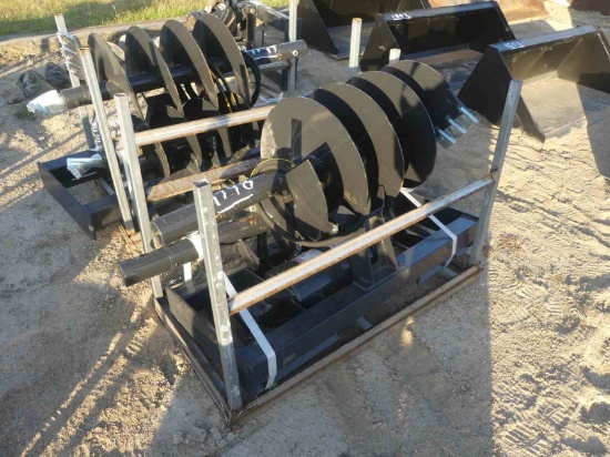 Unused JCT Post Hole Auger for Skid Steer w/ 12" & 18" Bits