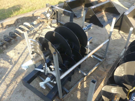 Unused JCT Post Hole Auger for Skid Steer w/ 12" & 18" Bits