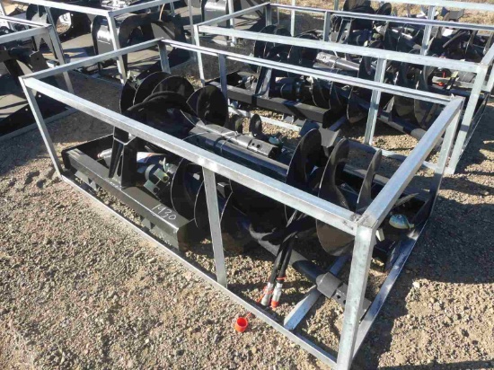 Unused Wolverine Hydraulic Auger for Skid Steer w/ 3 Bits