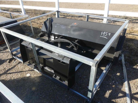 Unused Wolverine Sweeper Attachment for Skid Steer: Hyd. Angle