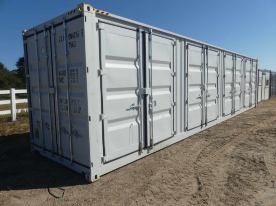 Unused 40' Container, s/n ZXJU0047868: 4-side Doors, 1 End Door