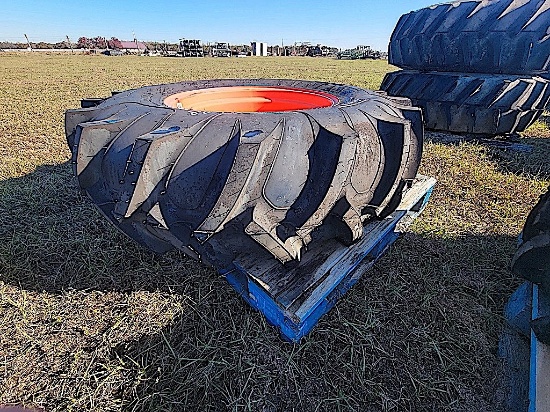 (2) New Titan 14.9-24 Tractor Tires w/ Kubota Rims, Tag 80932