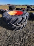 (2) Michelin AGRIBIB2 380/85R30 Tractor Tires w/ Kubota Rims, Tag 80925