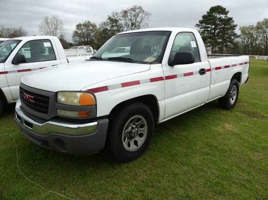 2006 GMC Sierra Pickup, s/n 1GTEC14V96E143100: Reg. Cab, 2wd, 4.8L Gas Eng.