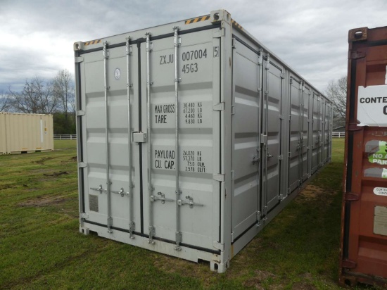 40' High Cube Shipping Container, s/n ZXJU0070045: 4-side Doors, 1 End Door