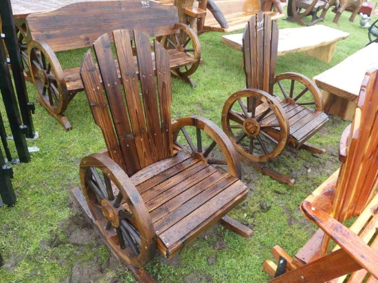 (2) Wagon Wheel Rocking Chairs
