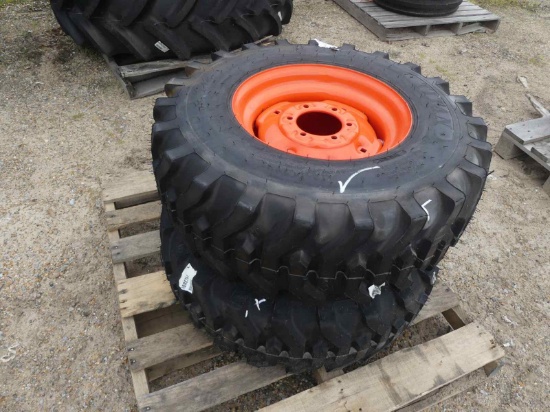 (2) Titan 12-16.5 Tires & Rims for Kubota