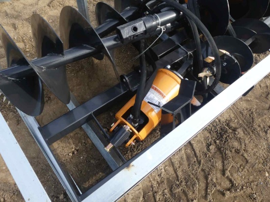 Unused 2023 Wolverine Auger Attachment w/ 2 Bits: for Skid Steer, Model ADB