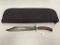 JACKSON AND CO SHEFFIELD ENGLAND BONE HANDLE BOWIE KNIFE IN ZIPPERED POUCH