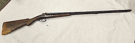 W RICHARDS PERCUSSION DOUBLE BARRREL SHOT GUN, 20 GAUGE, INCOMPLETE: PARTS