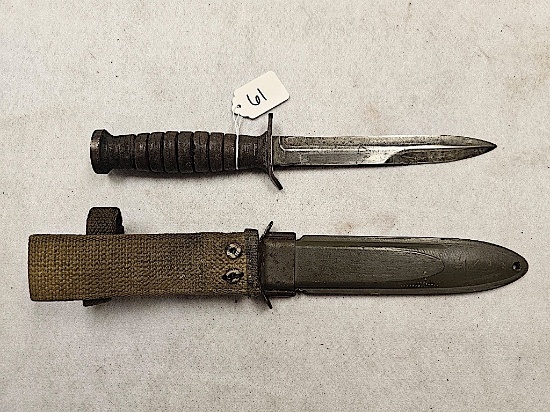 US M3 FIGHTING KNIFE UTICA NY WITH SCABBARD