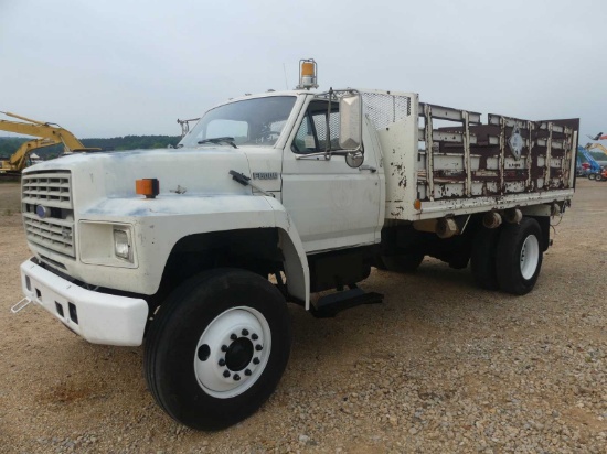 1987 Ford 8000 Flatbed Truck, s/n 1FDXK87U0HVA06925 (Title Delay): S/A, Cat