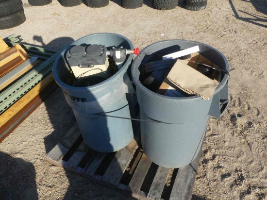 Lot of (2) Garbage Cans with Contents