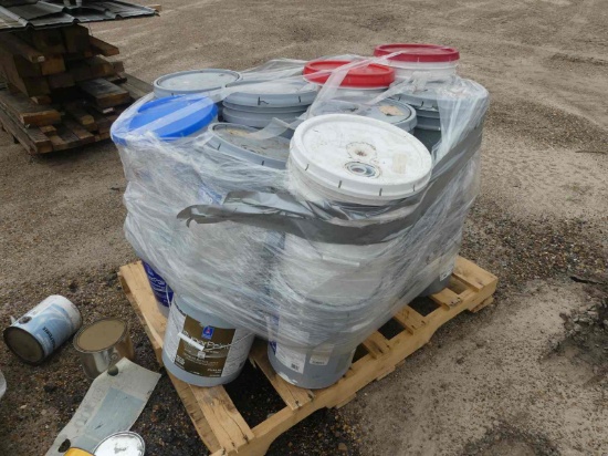 Pallet of 5-gallon Buckets of Misc. Paint