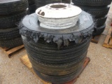 Pallet of Used FS560 Tires and Beveled-hole Rims