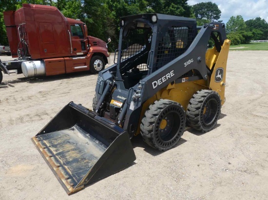 2021 John Deere 318G Skid Steer, s/n 1T0318GKTMJ408638: Canopy, Rubber Trac