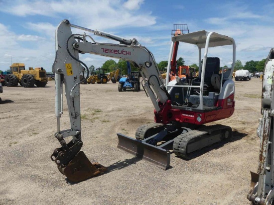 Takeuchi TB230 Mini Excavator, s/n 130000759: Canoyy, Blade, Rubber Tracks,