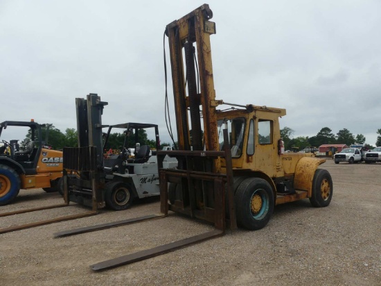 Hyster H275 Forklift, s/n C007P02386Y: 2-stage Mast, 14' Boom, 96" Forks, 9