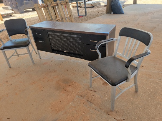 Metal Credenza w/ 2 Chairs